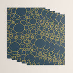 Navy Blue and Mustard Doodle Flowers Retro Floral Pattern Wrapping Paper Gallery Image 3