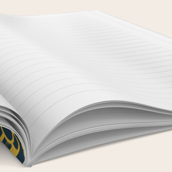 Navy Blue and Mustard Doodle Flowers Retro Floral Pattern Notebook Gallery Image 2