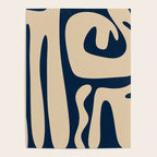 Mid Century Modern Kwaito Abstract Pattern Beige and Navy Blue Poster Gallery Image 4