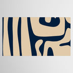 Mid Century Modern Kwaito Abstract Pattern Beige and Navy Blue Tablecloth Gallery Image 2
