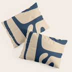 Mid Century Modern Kwaito Abstract Pattern Beige and Navy Blue Pillow Sham Gallery Image 3