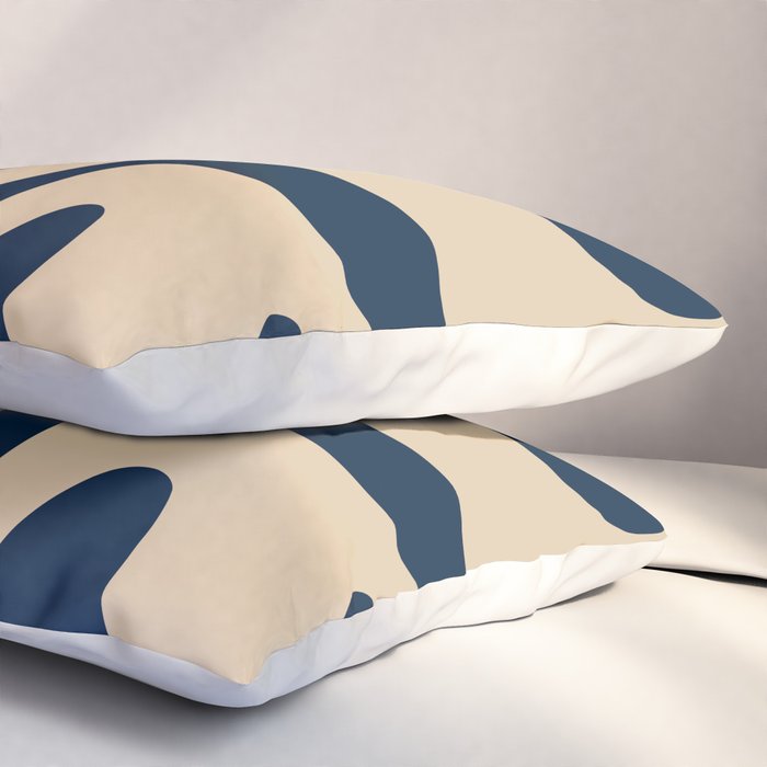 Mid Century Modern Kwaito Abstract Pattern Beige and Navy Blue Pillow Sham Gallery Image 3
