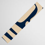 Mid Century Modern Kwaito Abstract Pattern Beige and Navy Blue Table Runner Gallery Image 3