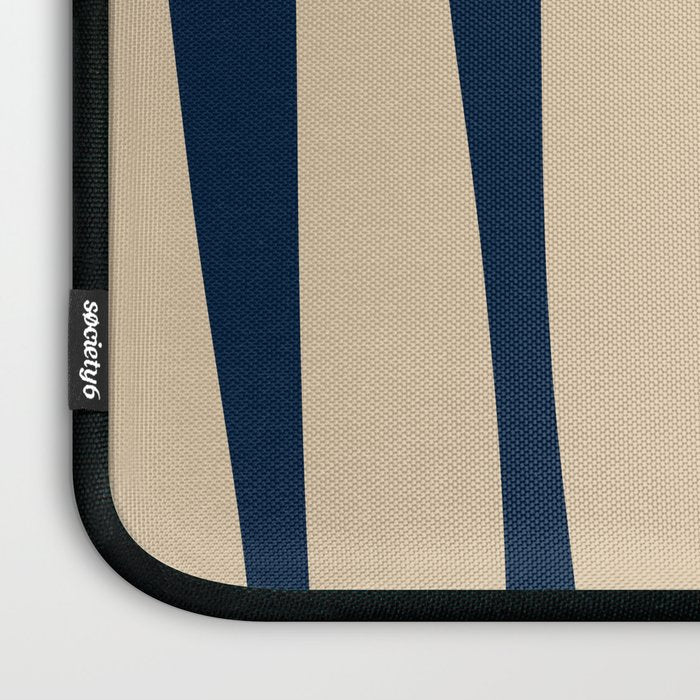 Mid Century Modern Kwaito Abstract Pattern Beige and Navy Blue Laptop Sleeve Gallery Image 3