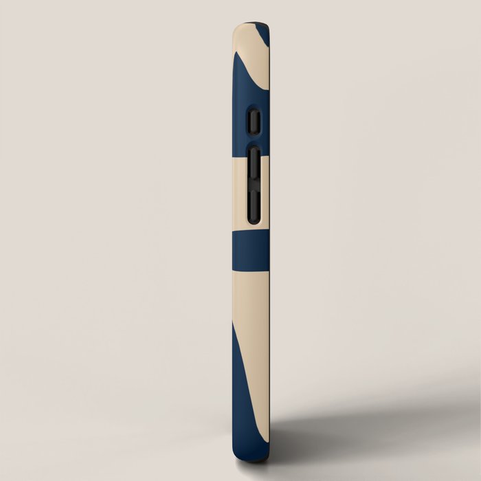 Mid Century Modern Kwaito Abstract Pattern Beige and Navy Blue iPhone Case Gallery Image 2
