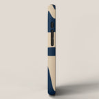 Mid Century Modern Kwaito Abstract Pattern Beige and Navy Blue iPhone Case Gallery Image 2