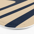 Mid Century Modern Kwaito Abstract Pattern Beige and Navy Blue Bath Mat Gallery Image 3
