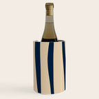Mid Century Modern Kwaito Abstract Pattern Beige and Navy Blue Wine Chiller Gallery Image 2
