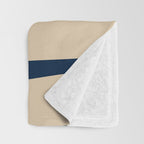 Mid Century Modern Kwaito Abstract Pattern Beige and Navy Blue Throw Blanket Gallery Image 3