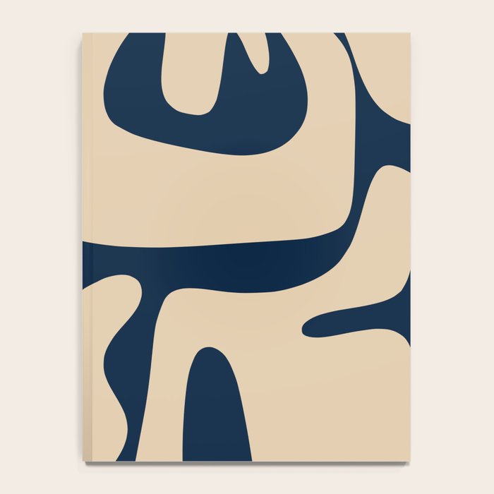 Mid Century Modern Kwaito Abstract Pattern Beige and Navy Blue Notebook Gallery Image 4