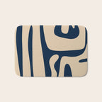 Mid Century Modern Kwaito Abstract Pattern Beige and Navy Blue Bath Mat Gallery Image 1