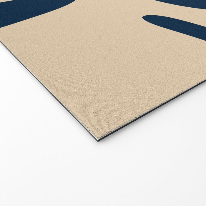 Mid Century Modern Kwaito Abstract Pattern Beige and Navy Blue Welcome Mat Gallery Image 2