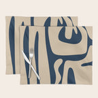 Mid Century Modern Kwaito Abstract Pattern Beige and Navy Blue Placemat Gallery Image 1