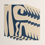 Mid Century Modern Kwaito Abstract Pattern Beige and Navy Blue Wrapping Paper Gallery Image 3