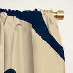Mid Century Modern Kwaito Abstract Pattern Beige and Navy Blue Window Curtain Gallery Image 2