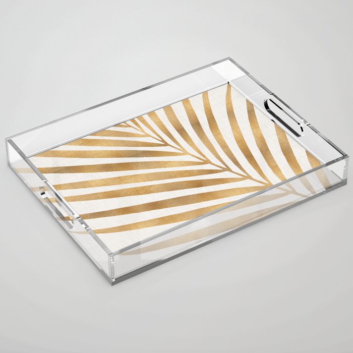 Metallic Gold Palm Leaf Acrylic Tray Gallery Image 1