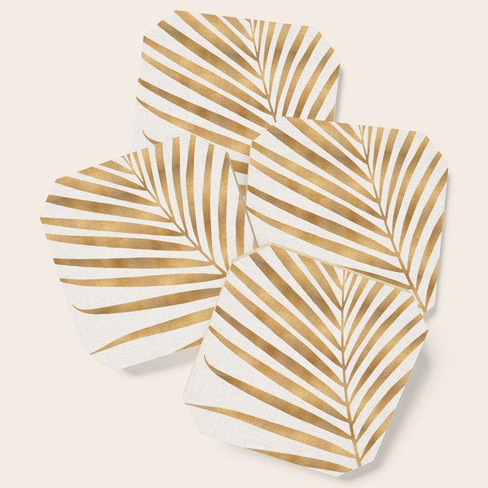 Metallic Gold Palm Leaf Coaster Gallery Image 1