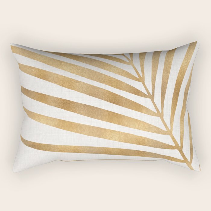 Metallic Gold Palm Leaf Rectangular Pillow Gallery Image 2