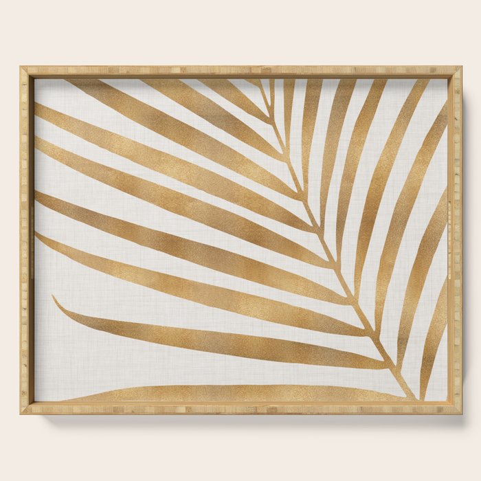 Metallic Gold Palm Leaf Serving Tray Gallery Image 1