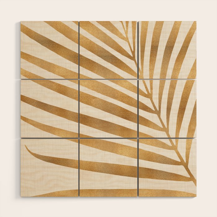 Metallic Gold Palm Leaf Wood Wall Art Gallery Image 1