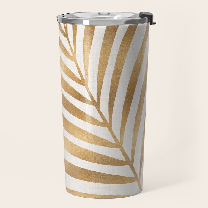 Metallic Gold Palm Leaf Travel Mug Gallery Image 2