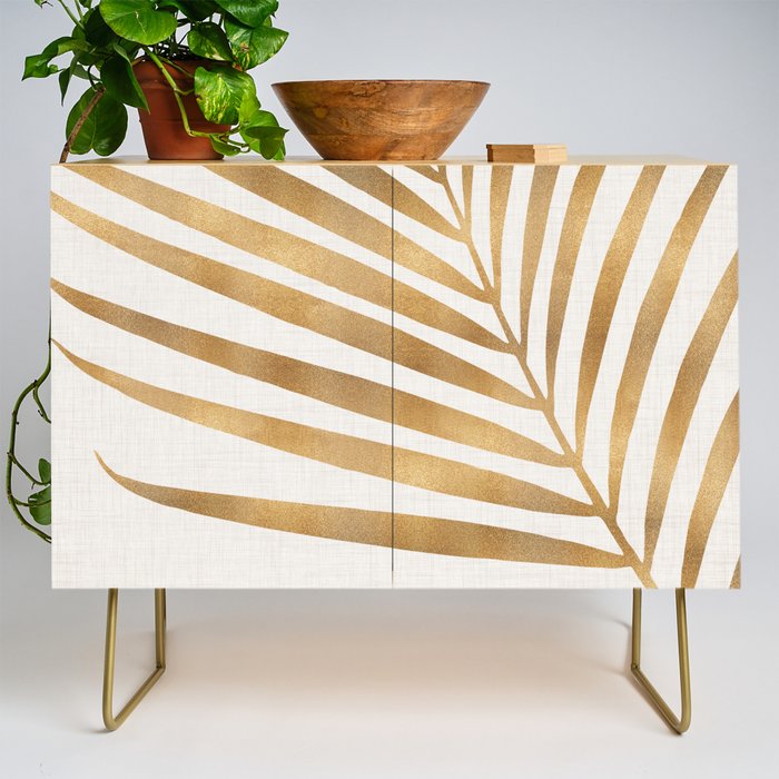 Metallic Gold Palm Leaf Credenza Gallery Image 1