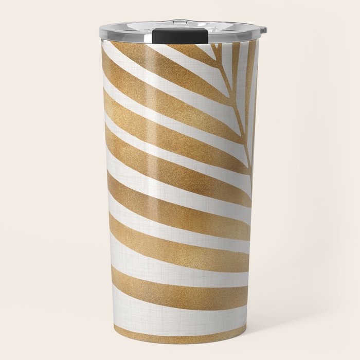 Metallic Gold Palm Leaf Travel Mug Gallery Image 1