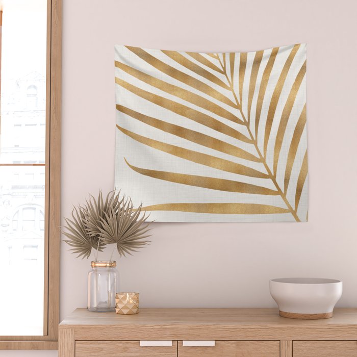 Metallic Gold Palm Leaf Wall Tapestry Gallery Image 2
