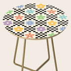 Retro Colorful Flower Double Checker Side Table Gallery Image 2