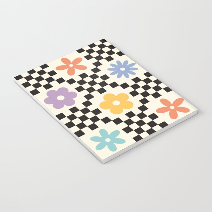 Retro Colorful Flower Double Checker Notebook Gallery Image 3