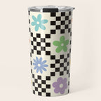 Retro Colorful Flower Double Checker Travel Mug Gallery Image 1