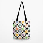 Retro Colorful Flower Double Checker Tote Bag Gallery Image 2