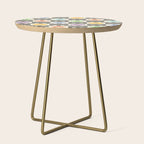 Retro Colorful Flower Double Checker Side Table Gallery Image 1