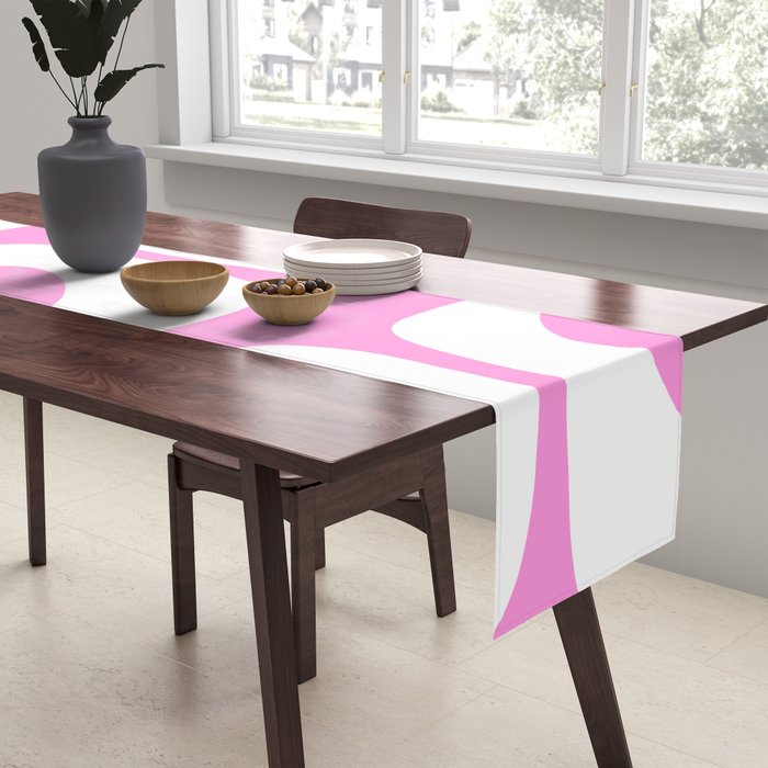 Pink Mid Century Modern Piquet Minimal Abstract Table Runner Gallery Image 2