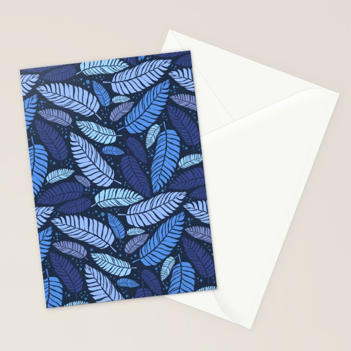 Tropical palm leaves pattern in blue Stationery Card Gallery Image 2