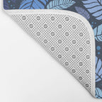 Tropical palm leaves pattern in blue Bath Mat Gallery Image 2