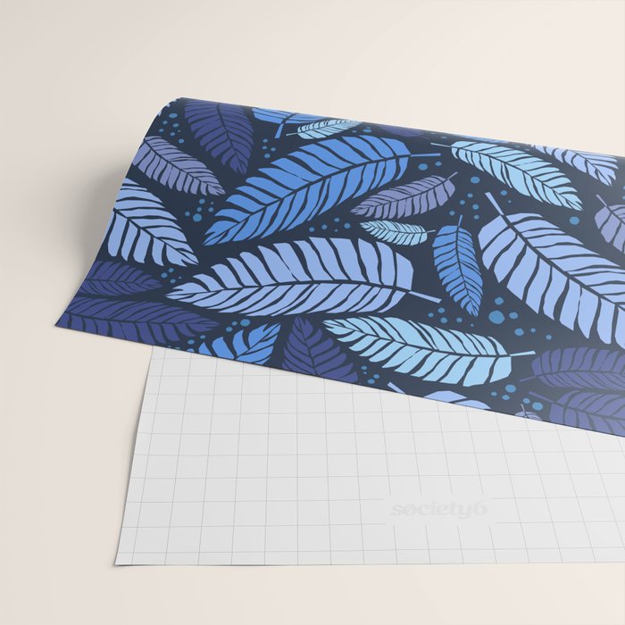 Tropical palm leaves pattern in blue Wrapping Paper Gallery Image 2