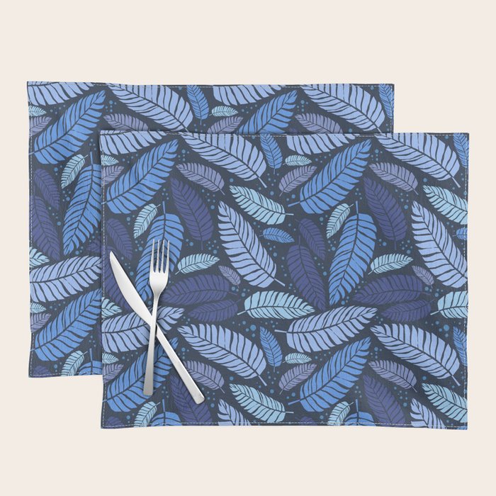Tropical palm leaves pattern in blue Placemat Gallery Image 1