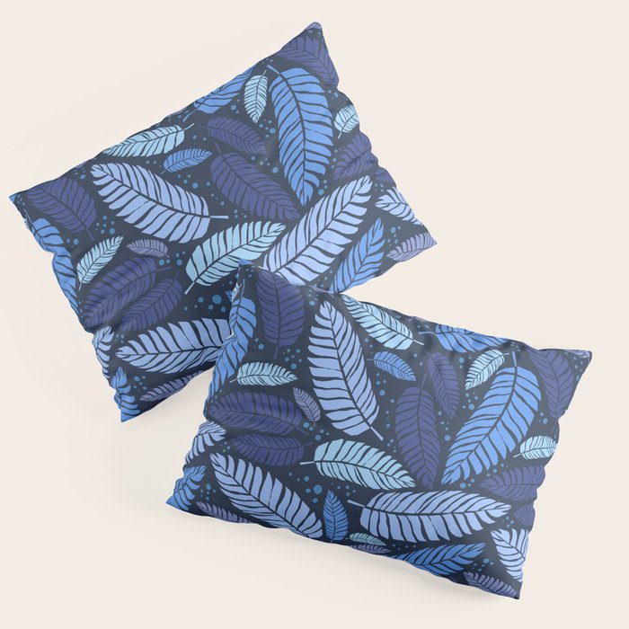 Tropical palm leaves pattern in blue Pillow Sham Gallery Image 3