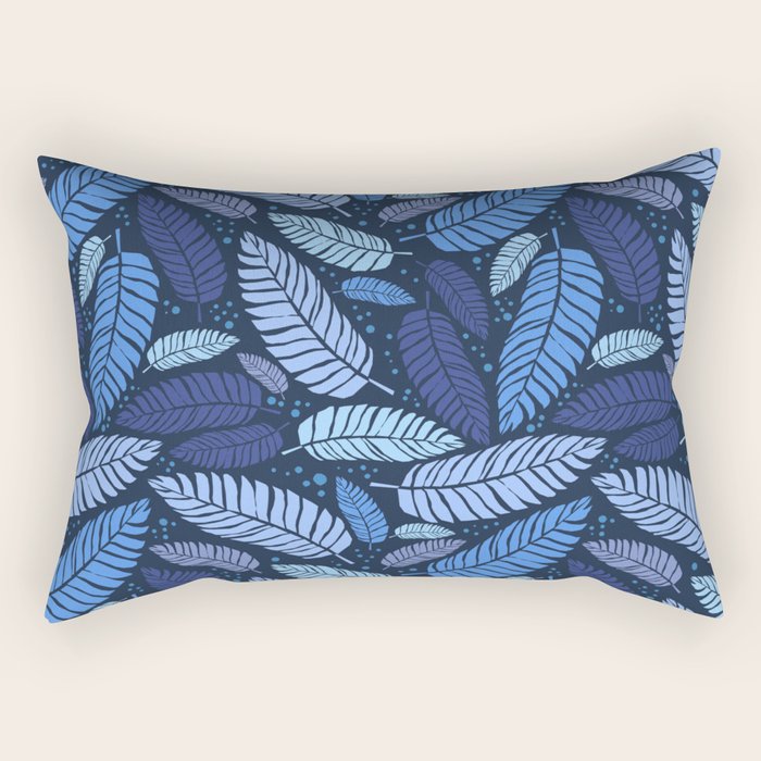Tropical palm leaves pattern in blue Rectangular Pillow Gallery Image 1