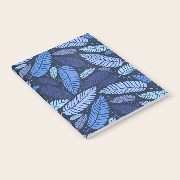Tropical palm leaves pattern in blue Notebook Gallery Image 1