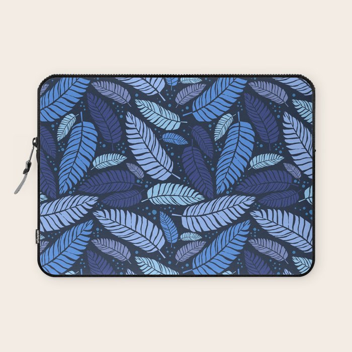 Tropical palm leaves pattern in blue Laptop Sleeve Gallery Image 1