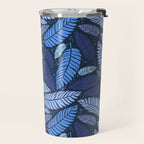 Tropical palm leaves pattern in blue Travel Mug Gallery Image 2