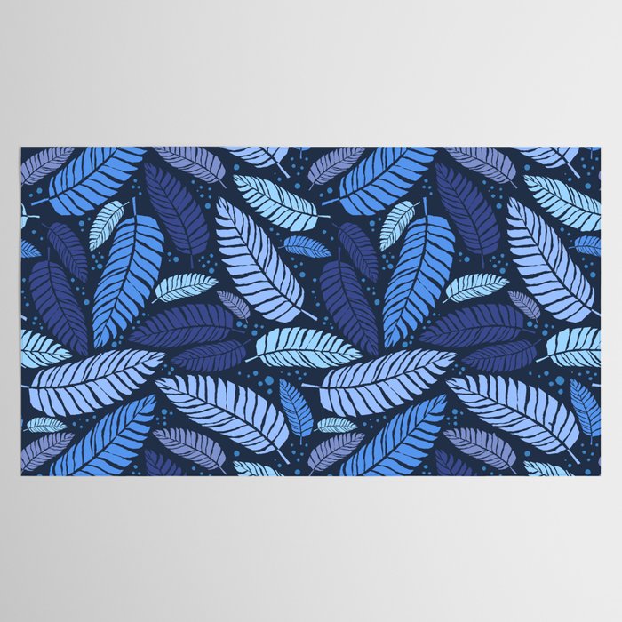 Tropical palm leaves pattern in blue Tablecloth Gallery Image 2
