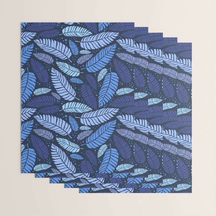 Tropical palm leaves pattern in blue Wrapping Paper Gallery Image 3