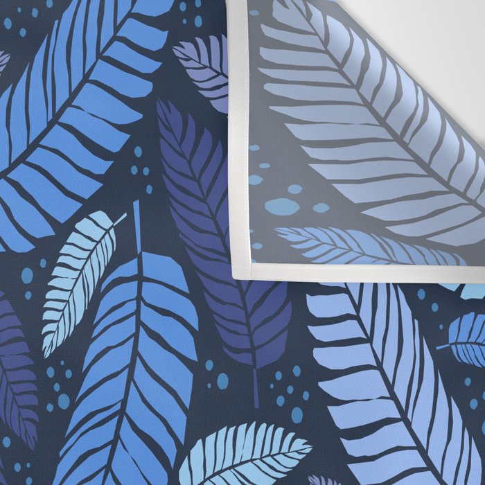 Tropical palm leaves pattern in blue Wall Tapestry Gallery Image 3