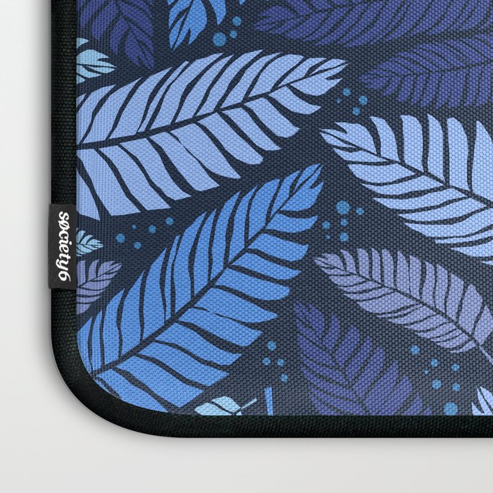 Tropical palm leaves pattern in blue Laptop Sleeve Gallery Image 3