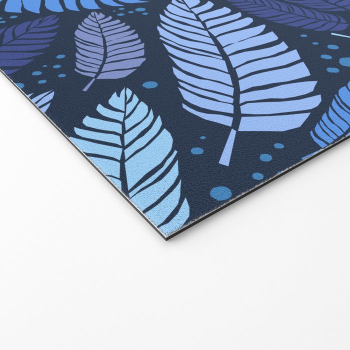 Tropical palm leaves pattern in blue Welcome Mat Gallery Image 2