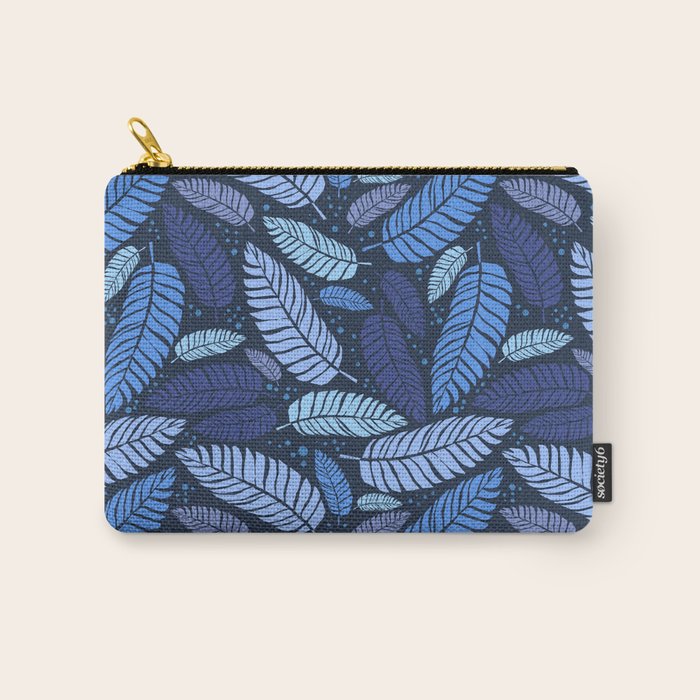 Tropical palm leaves pattern in blue Carry All Pouch Gallery Image 1
