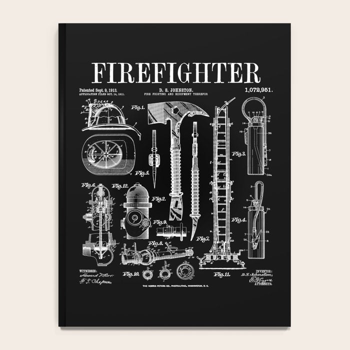 Firefighter Fire Department Fireman Vintage Patent Print Notebook Gallery Image 4